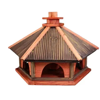 Vogelhäuschen, Vogelhaus aus Holz, Vogelhäuschen, Nistkasten, mit Ständer (Rotbraun, L)