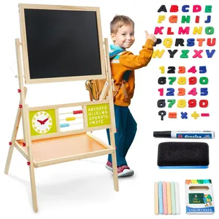 Zweiseitige Magnettafel/Whiteboard und Kreidetafel aus Holz für Kinder