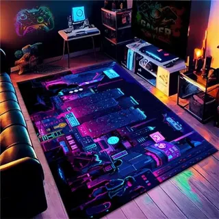 PEIHUODAN Gamer Teppiche, Moderne Tech Style Fußmatten, Visuelle Fun Gaming Teppiche Teen Rugs Play Mat rutschfeste Teppiche Für Wohnzimmer Schlafzimmer Spielzimmer Läufer (Colour 2,160x200cm)