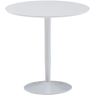 WOHNLING Esstisch Rund 75 cm Esszimmertisch Weiß Hochglanz Küchentisch Tisch