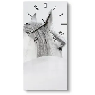 DEQORI Wanduhr 'Andalusisches Pferd' (Glas Glasuhr modern Wand Uhr Design Küchenuhr) weiß 30 cm x 60 cm