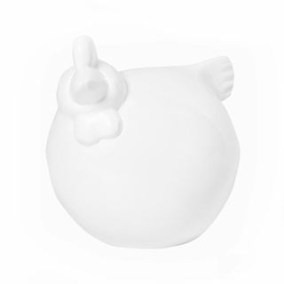 Deko-Huhn in weiß aus robustem Fiberstone, Größe S - E1171-S1-W