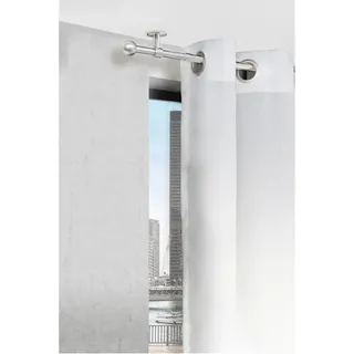 ONDECO Vorhangstange Teleskopgarnitur 1-läufig Ø 19 mm 120 - 210 cm Edelstahl-Optik