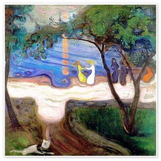 Posterlounge Poster Edvard Munch, Tanz am Ufer (Detail), Badezimmer Maritim Malerei grün 60 cm x 60 cm