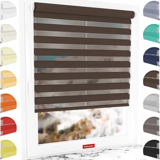 Schuette® Rollo ohne Bohren & mit Bohren 2in1 ● Tag & Nacht Doppelrollo Kollektion: Dark Cocoa (Braun) ● 70 x 130 cm (Breite x Höhe) ● Suprafix Klemmrollo = Klemmfix 2.0 ● 60s Montage mit Video