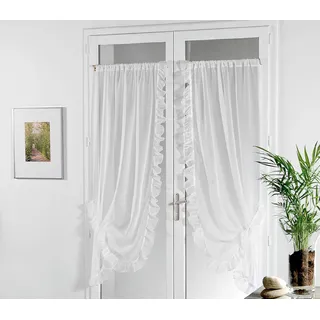 LINDER 0390/20/501 Gardinen-Set, Polyester, Leinen, mit Tunnelzug für Gardinenstange, 95 x 210 cm, Champagnerfarben