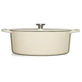 Fissler Moments Collection Gusseisen-Bräter, Elfenbeinweiß, Oval, 33 cm, Emailliert