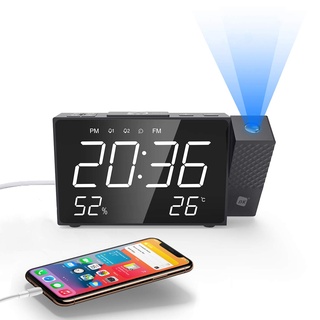 NK Digitaler Wecker, intelligent, FM-Radio, Temperaturmesser, Alarm, USB, Nachtmodus, Projektion, Zeitanzeige, Schlaf-Timer