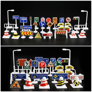 Longra Verkehrszeichen Set mit 28, Kinder Verkehrsschilder Spielzeug, 28-teiliges Verkehrszeichen Set, Straßenschilder Spielzeug und Ampel (A, One Size)