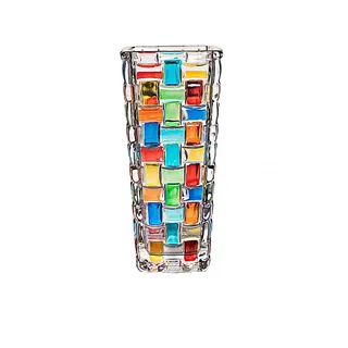 Handbemalte bunte gewebte Glasvase, Kristallblumenvase, 19,5 cm, Glaspflanze für Blumenarrangements, Tafelaufsätze, Hochzeiten, Einweihungsfeiern, Tafelaufsatz, Heimdekoration