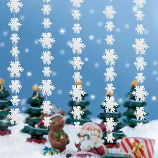 Weihnachten Schneeflocken Girlande, 5 x 3 Meter Winter Girlande Schneeflocken, Weihnachtsgirlande Deko, Weihnachtsdeko Fenster Hängend für Winterdeko Weihnacht Partydeko