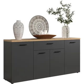 trendteam Bajo 180 x 85 x 42 cm Grau / Eiche