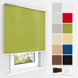 Estika Verdunklungsrollo Deckenmontage und Wandmontage nach Maß, 13 Farben, Breite 50-149 cm, Höhe 150 cm und 220 cm, Thermorollo hitzeschutz, Jalousien Fenster
