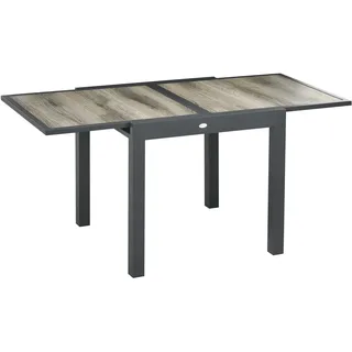 Outsunny Gartentisch mit ausziehbarer Tischplatte natur, schwarz 80/160L x 80B x 75H cm