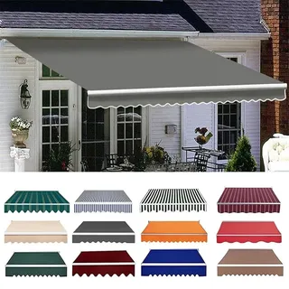 Markisen Ersatzstoff, Ersatztuch Für Einziehbare Klemmmarkise, Markisenbespannung Canvas Markisenstoff, Terrasse Markise Ersatz-Bezug Garten Sonnenschutz Polyester Überdachung (Gray, 3x1.5m/10x5ft)
