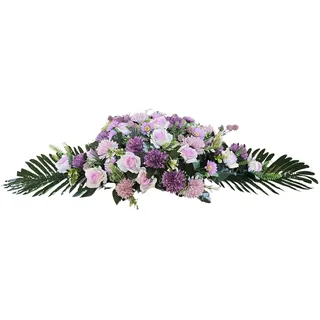 DRW Kunstblumen-Kissen, Friedhofsprozessionen, Kirchen, Hochzeiten oder Gräber mit Blumen Lila und Mauven, Schiffsstil, 115 x 45 x 25 cm