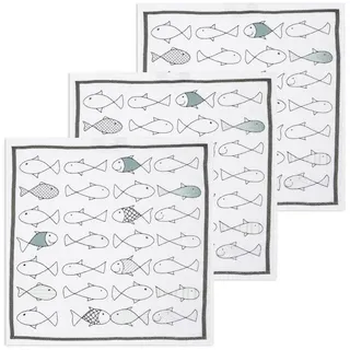 Kracht Geschirrtuch Kiss Fish, (Set, 3-tlg., 3-teilig), 3er Pack Frottee Küchenhandtücher (3 Stück) ca.50x50cm 100% Baumwolle weiß