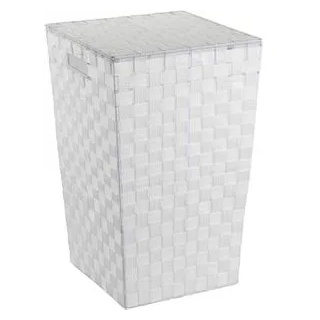 Wenko Wäschekorb Adria Square Weiß, mit Deckel, aus Kunststoff, 33 x 53 x 33 cm, 48 Liter