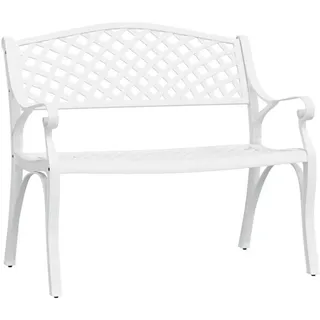 vidaXL Gartenbank 102 cm Aluminiumguss Weiß