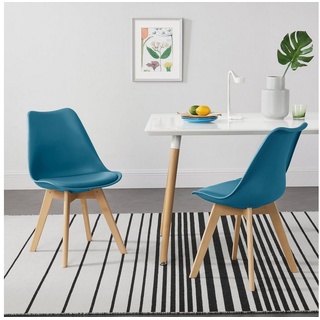 en.casa Esszimmerstuhl (6 St), »Fläten« 6er Set Küchenstühle aus Kunstleder gepolstert Türkis blau