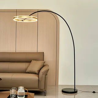 Bogenlampe Yekta Lucande, dimmbar, schwarz, für Wohn- / Esszimmer, Metall, Design, Stehlampe - 50 cm - 50 cm - 182.5 cm