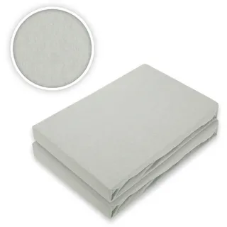 EXKLUSIV HEIMTEXTIL Doppelpack Jersey Spannbettlaken 60 x 120 - 70 x 140 cm Silber