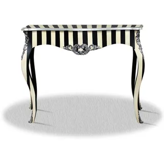 Casa Padrino Barock Konsole 100 x 40 x 85 cm Schwarz/Weiß/Silber