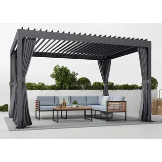 KONIFERA Pavillon Palma, mit 8 Seitenteilen, Pergola, mit Lamellendach grau 394 cm x 304 cm