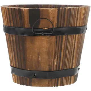 AMOYER Holzfässer-Eimer, Mini-fass-pflanzgefäß, Rustikale Blumentöpfe, Runde Holz-blumentöpfe Für Drinnen Und Draußen, Terrasse, Garten