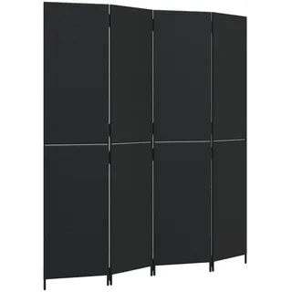 vidaXL Paravent, Raumteiler 4-tlg. Schwarz Poly Rattan