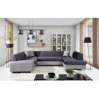 Havana Wohnlandschaft 320 x 207 cm Dunkelblau / Grau (Velour), Ausführung:Rechts - Dunkelblau/Grau