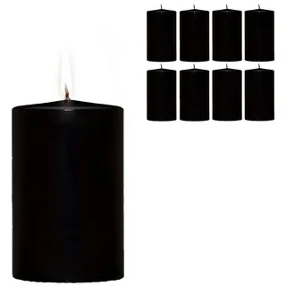 Candelo Stumpenkerze Weihnachtskerzen 8er Set – Schwarze Stumpenkerzen für Adventskranz schwarz