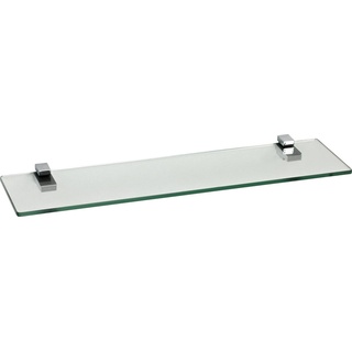 ib style Wandregal Glasregal 10mm klar 40 x 15 cm + Clip KUBI Verchromt, Glasboden aus ESG-Sicherheitsglas - Wandregal silberfarben