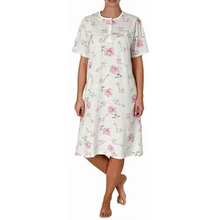 Normann Nachthemd Elegantes frauliches Damen kurzarm Nachthemd mit Knopfleiste am Hals rosa 52-54