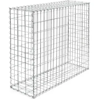 Wiltec Gabione 100 x 100 x 30 cm aus Drahtgitter, Gabionenzaun, Steinkorb für Gabionenwand, Gabionen Sichtschutz und Gabionen Hochbeet