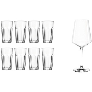 Leonardo Rock XL Longdrink-Glas, großer Trink-Becher aus Glas & ni Weißwein-Gläser, 6er Set, spülmaschinenfeste Wein-Gläser, Kelch mit gezogenem Stiel, Weinglas Set, 560 ml, 014789,klar