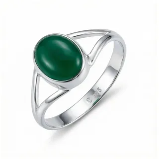 mantraroma Silberring HARDIN aus 925 Silber mit grünen Onyx (Ring mit Schmuckbeutel), Damenring aus 925er Silber grün 48