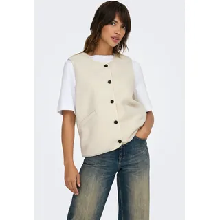 Plüschweste ONLY "ONLBABY LIFE TEDDY VEST PNT CS", Damen, Gr. XS, beige (pumice stone), Plüsch, Obermaterial: 100% Polyester, unifarben, bequem hüftlang, Rundhals, Westen, Kunstfaser