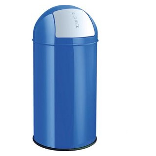 Helit Mülleimer H 24014, Push-Klappe, blau, aus Metall, 50 Liter