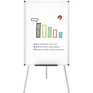 VIZ-PRO Flipchart-Ständer-Whiteboard, Magnetisches Tragbares Trocken abwischbares Brett 90 x 60 cm, Dreibein-Whiteboard Höhenverstellbar