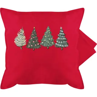 Shirtracer Kissenbezug - Weihnachtskissen Christmas Geschenke - Weihnachtsbäume - 50 x 50 cm - Rot - kissenbezüge Weihnachten Weihnachts-Kissen weihnacht Tannenbaum kissenhüllen Kissen wintermotiv