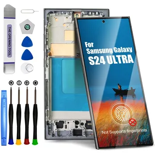 DTD Display für Samsung Galaxy S24 Ultra LCD Bildschirm Ersatz Touchscreen Montage mit Werkzeugen (Schwarz mit Rahmen, Ohne Fingerabdruckerkennung)