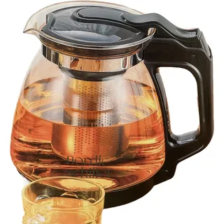 Teekanne Glas Hitzebeständig Glaskanne mit Deckel 1700ml Teekanne mit Siebeinsatz Teekanne mit Edelstahl Filter Sieb Tea Maker Teekanne mit Sieb Glas Tee Kanne (1700 ml)