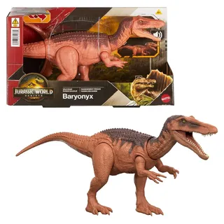 Mattel Jurassic World, Rebirth, Wild Roar, Baryonyx Actionfigur 32 cm, Braun/Mehrfarbig