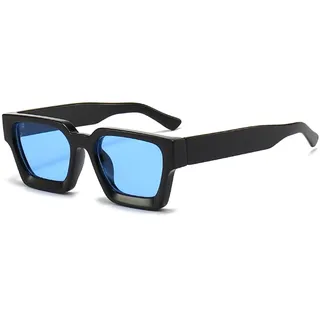 Vintage Rechteckige Sonnenbrille für Herren Damen-Retro Eckig Sonnenbrille Trendige Quadratischem Rahmen UV400 Schutz - Breite: 147 mm (Rahmen) / 72 mm (Linse)