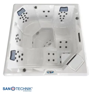 Outdoor Whirlpool Rovinj White Inkl. Abdeckung + Stiege 210x210x90 Cm Frostsicher