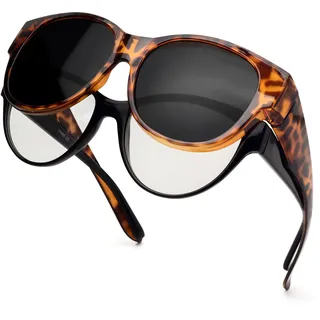 Face Shadow Polarisierte Überzieh Sonnenbrille Damen UV-Schutz Überbrille Sonnenbrille für brillenträger Ultra Leicht Fit-Over Brille - Einheitsgröße