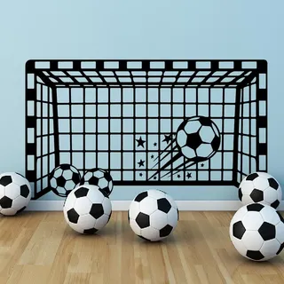 SUPERDANT Wandtattoo Fußballtor Wandsticker für Jungenzimmer Kinderzimmer | Selbstklebende Vinyl,Abziehbare Sportdekoration,Schwarz,Fußballgeschenk,Wandaufkleber Für Wohnzimmer