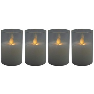 Mini LED Adventskerzen im Glas - Höhe 7,5 cm - 4er Kerzenset/Sparset - Realistische Wackelflamme - Kerze Weihnachten/Kleine Weihnachtskerzen/Adventskranz (Klar/Weiß)