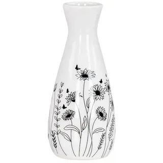 Levandeo® Dekoobjekt, Blumenvase H16cm Schwarz Weiß Dekovase Frühling Blumenwiese Ostern